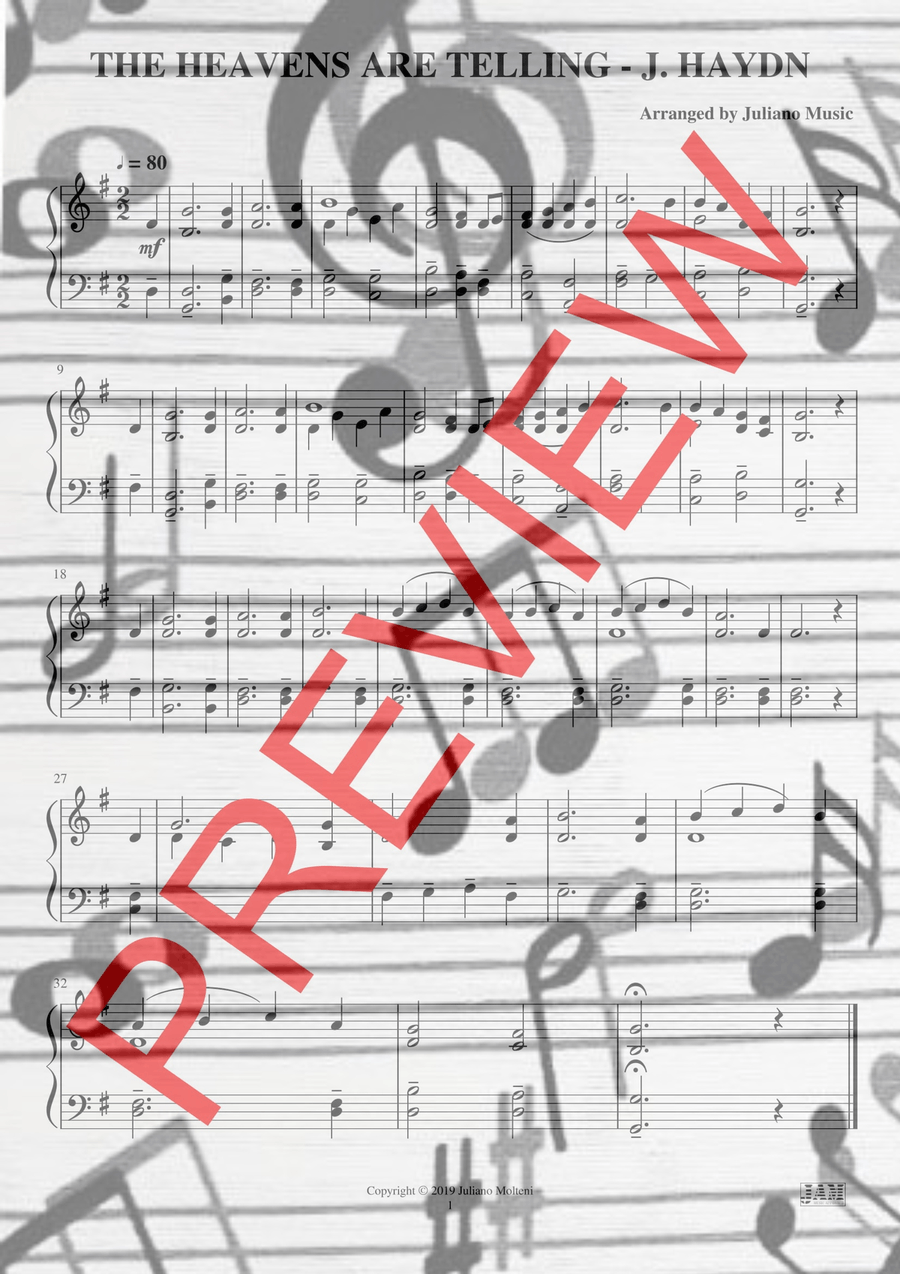 THE HEAVENS ARE TELLING (EASY ORGAN) - F. HAYDN Organ Solo scores gallery preview page 2