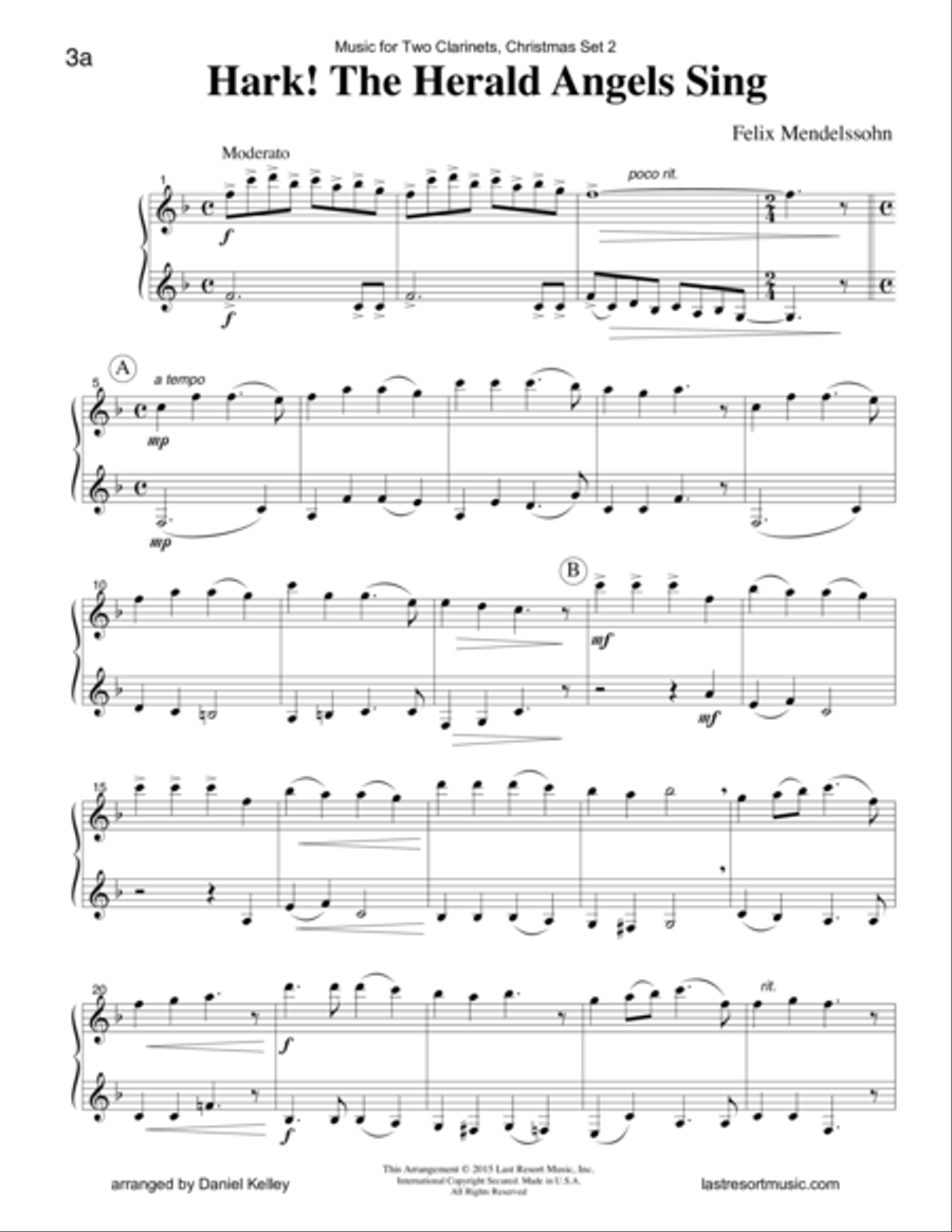 Christmas Duets for Clarinet - Set 2 - Music for Two Clarinets Clarinet Duet scores gallery preview page 6