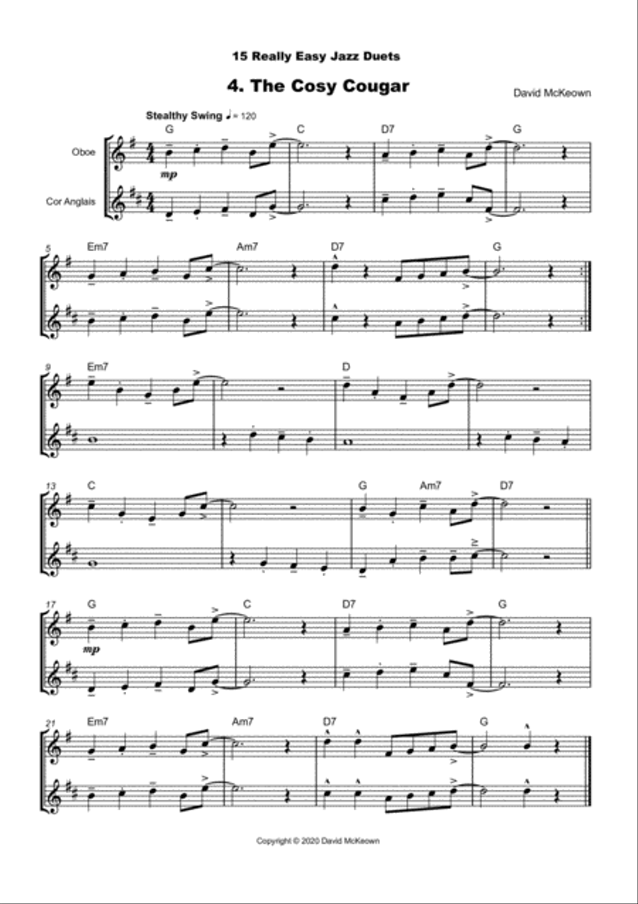 15 Really Easy Jazz Duets for Oboe and Cor Anglais (or English Horn) Duet Woodwind Duet scores gallery preview page 5