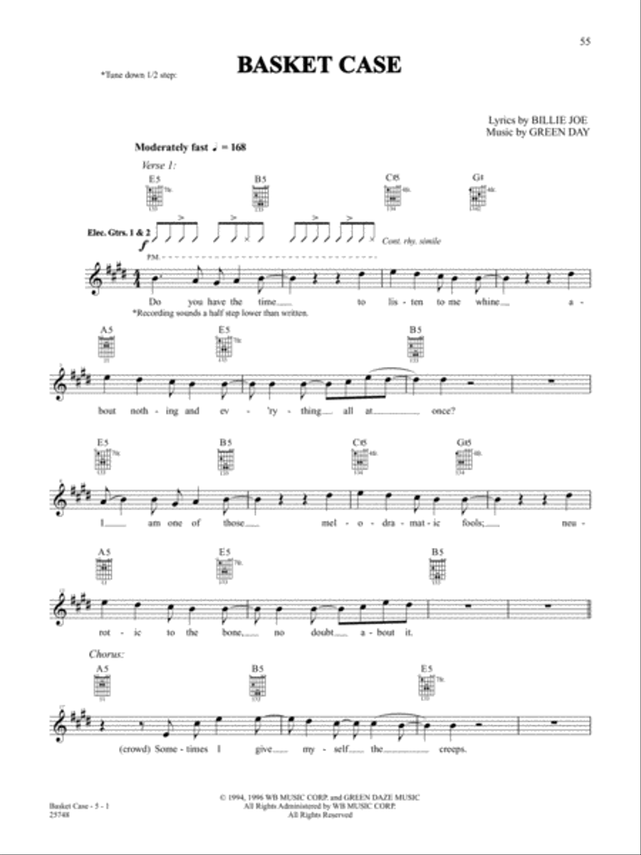 Basket Case (Live Version) Guitar Tablature scores gallery preview page 1