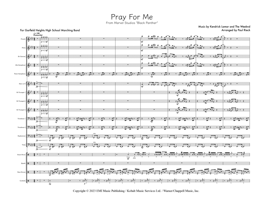 Pray For Me Marching Band scores gallery preview page 1