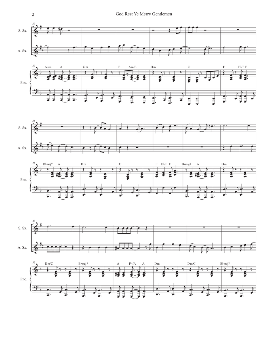 God Rest Ye Merry Gentlemen (Duet for Soprano and Alto Saxophone) Woodwind Duet scores gallery preview page 2