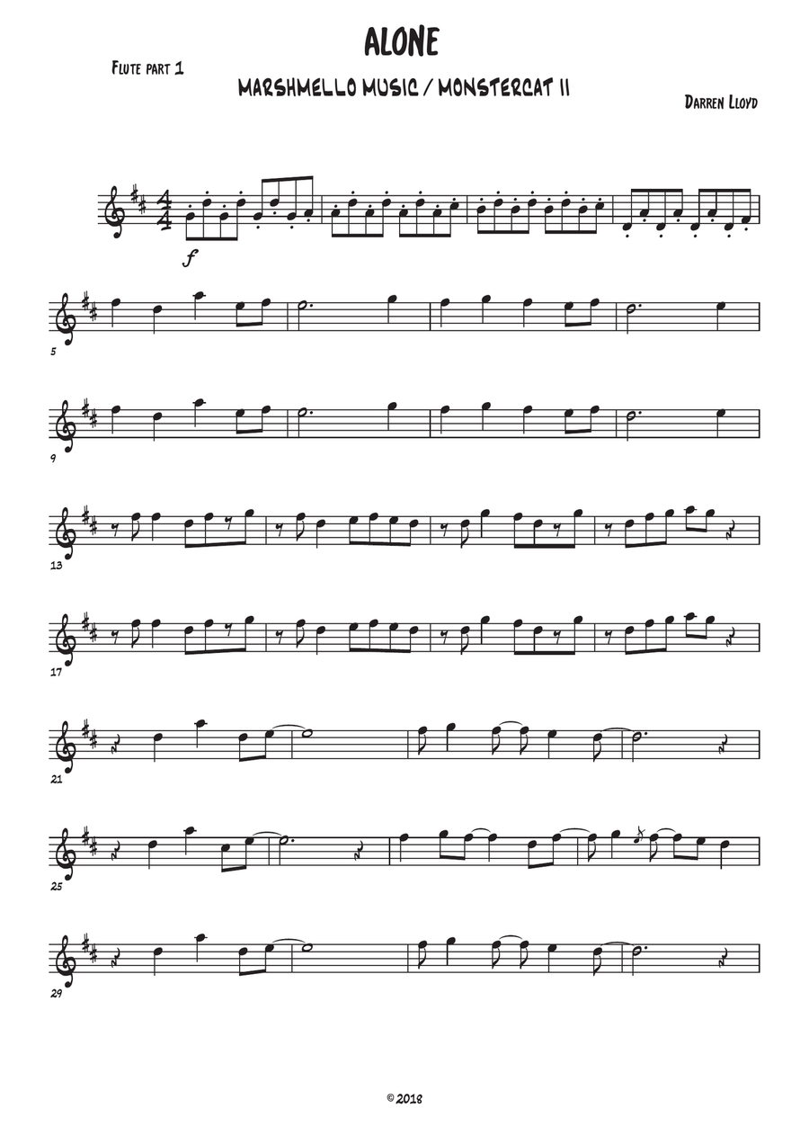 Alone Alone Flute Duet scores gallery preview page 1