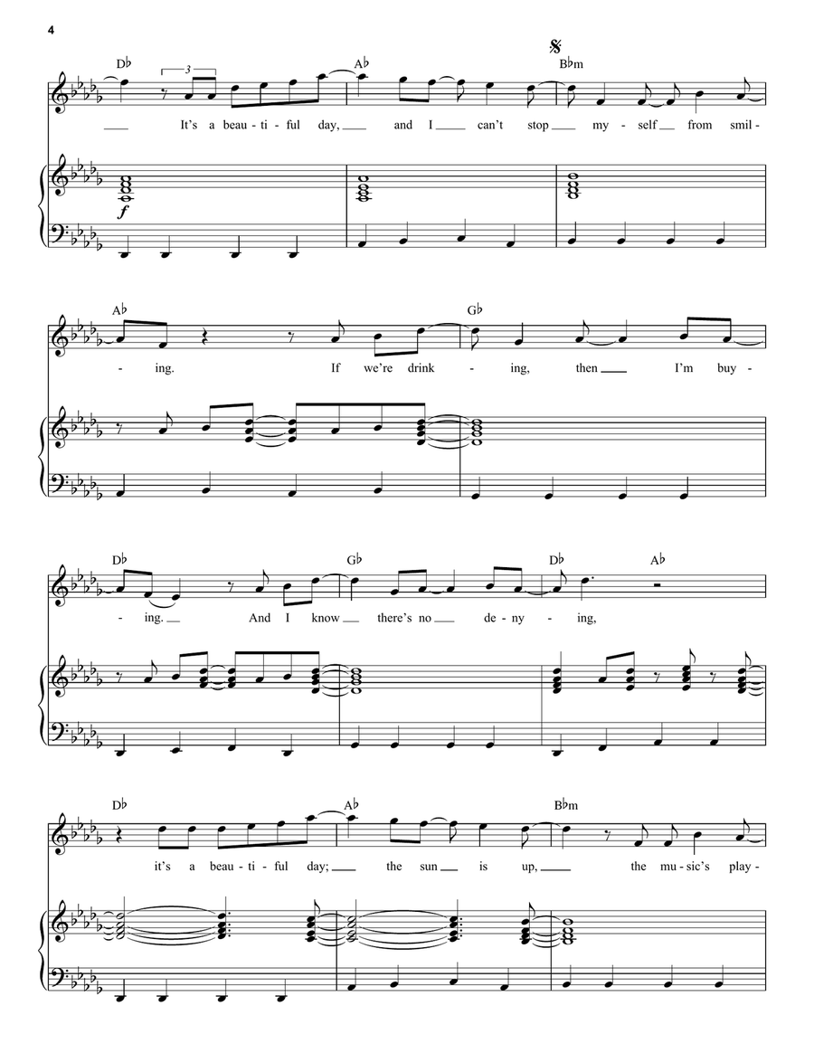 It's A Beautiful Day Piano, Vocal, Guitar scores gallery preview page 4