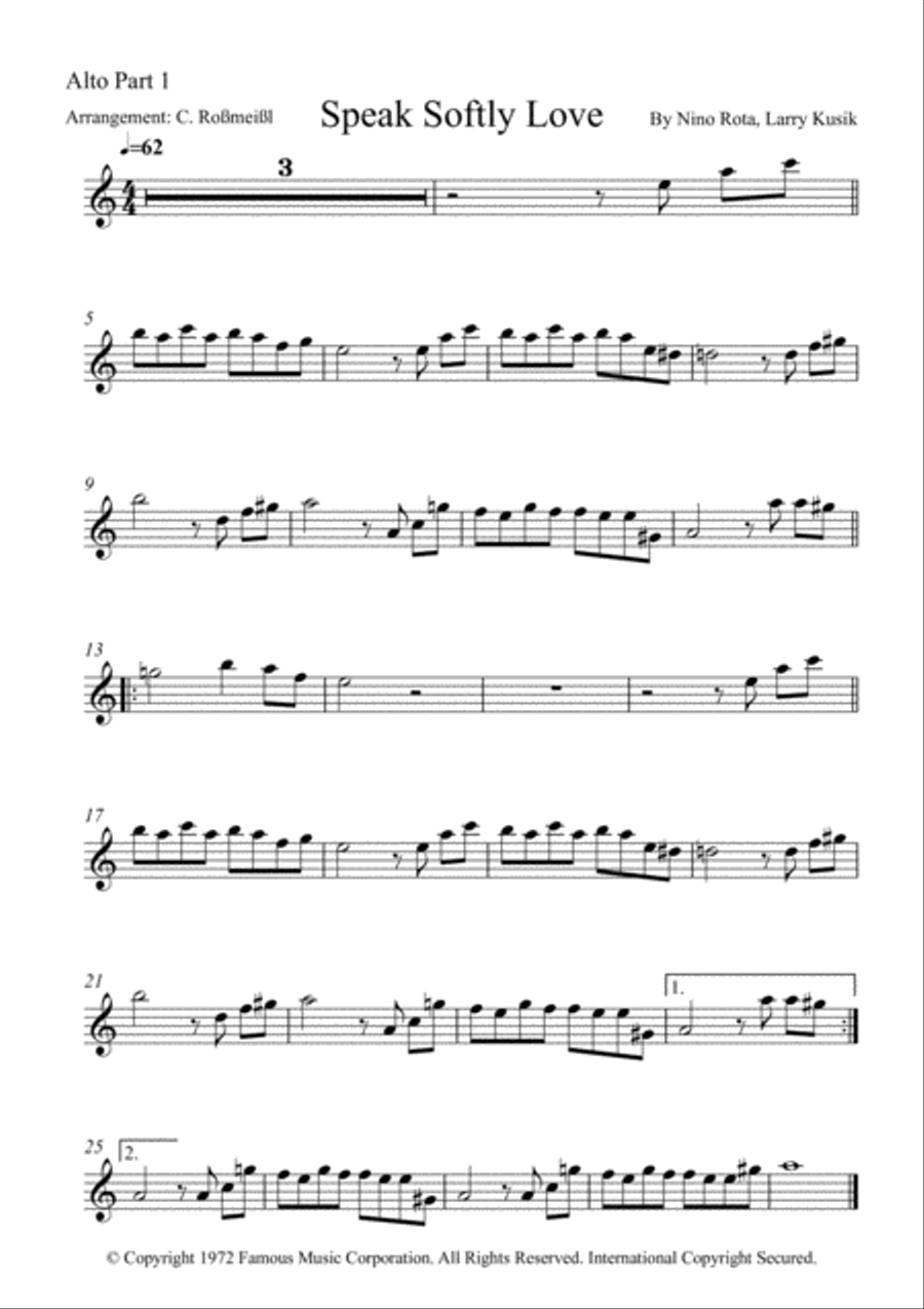 Speak Softly Love Woodwind Quintet scores gallery preview page 6