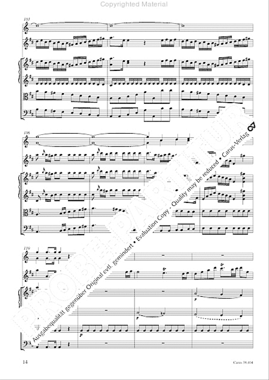Concerto for Flute in D major (Concerto per il Flauto traverso in D / Flotenkonzert in D) Flute Solo scores gallery preview page 16