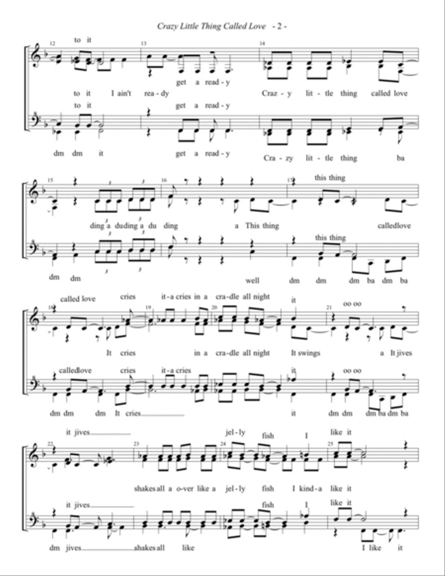 Crazy Little Thing Called Love SSAA scores gallery preview page 2