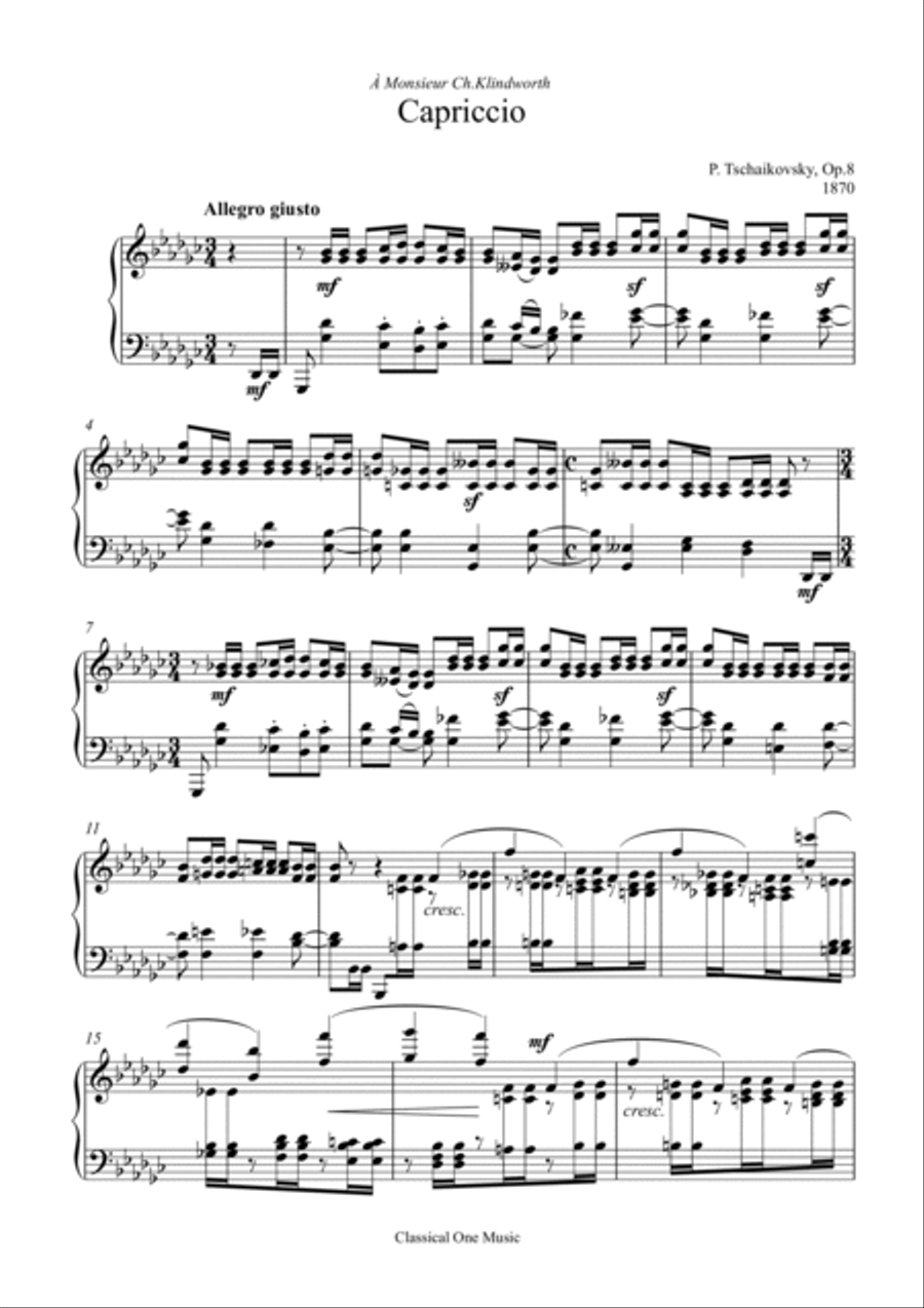 Tchaikovsky-Capriccio Op.8(Piano) Piano Solo scores gallery preview page 2