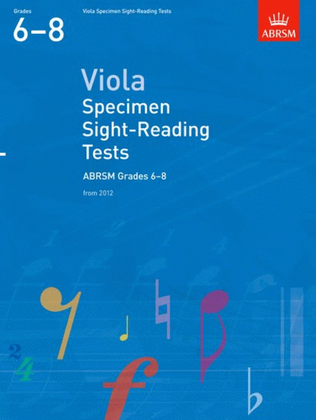 Book cover for Viola Specimen Sight-Reading Tests, ABRSM Grades 6-8