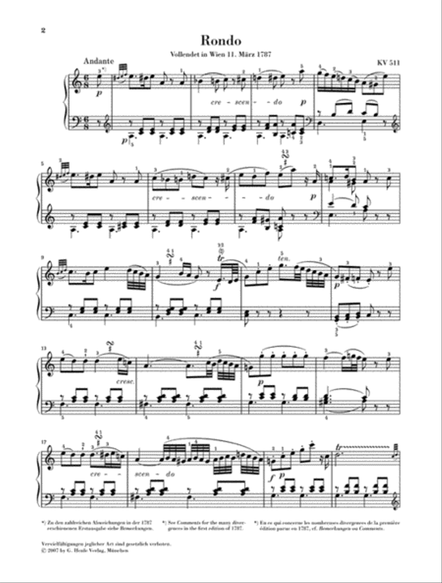 Rondo in A minor K511 Rondo in A minor K511 Piano Solo scores gallery preview page 2