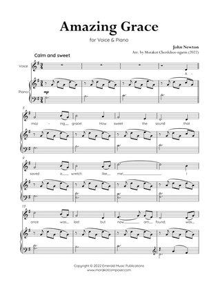 Amazing Grace for Voice & Piano (G Major) Original Key
