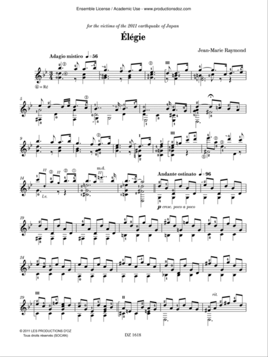 Élégie Classical Guitar scores gallery preview page 2