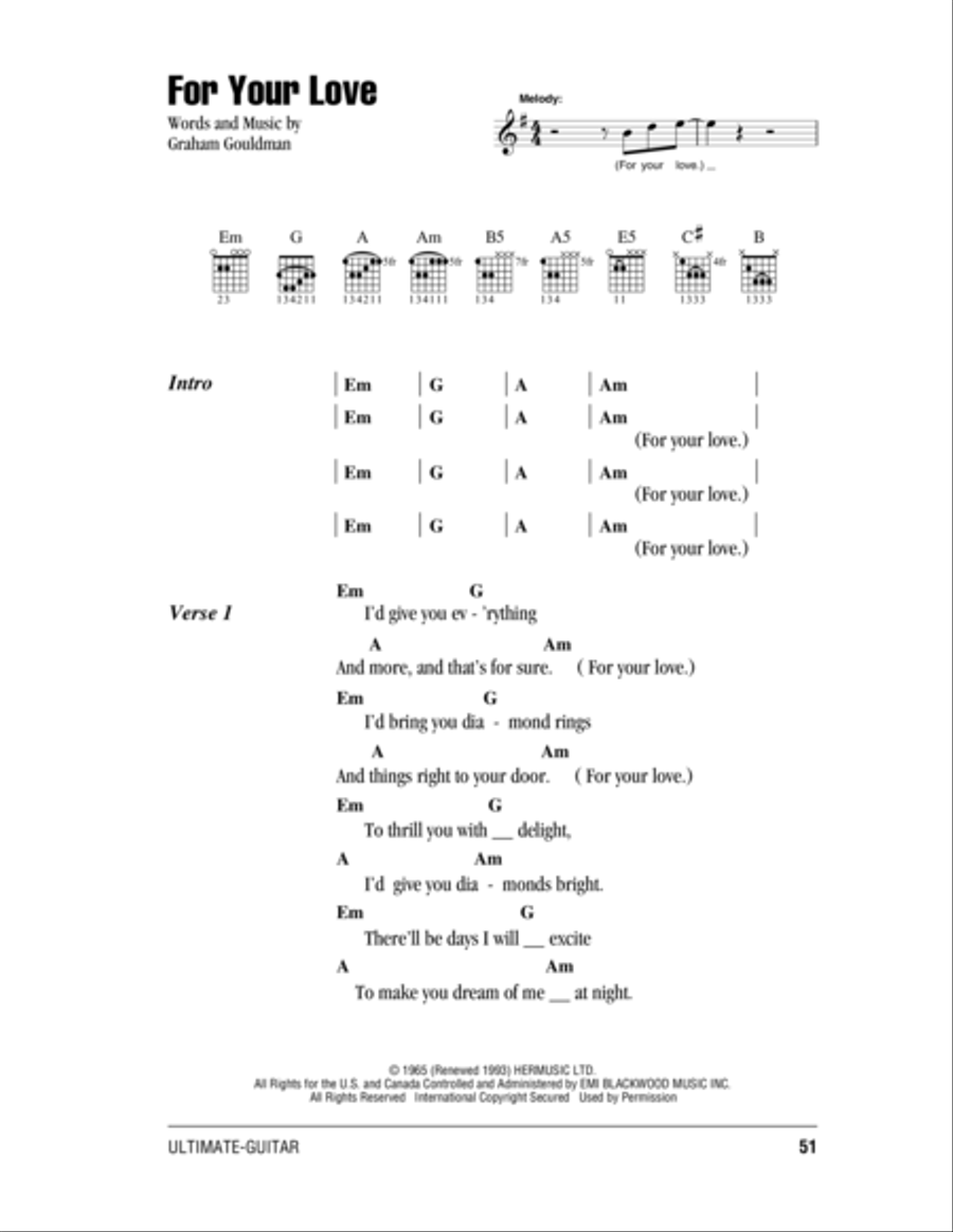 For Your Love For Your Love Acoustic Guitar scores gallery preview page 1
