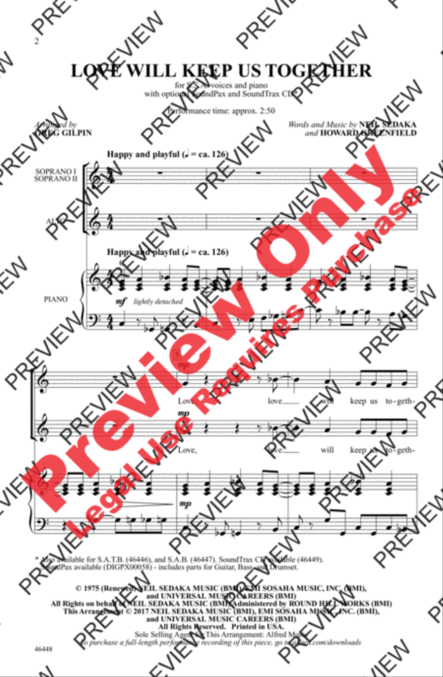 Love Will Keep Us Together Women's Choir scores gallery preview page 2