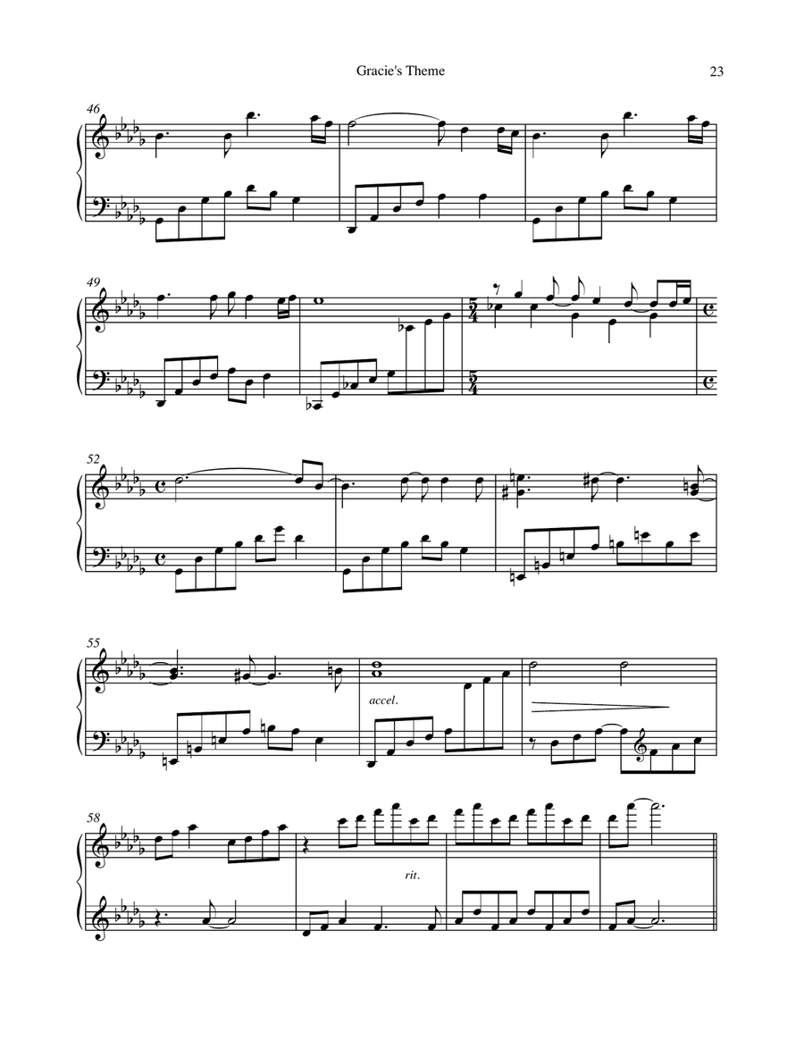 Gracie's Theme Piano Solo scores gallery preview page 4