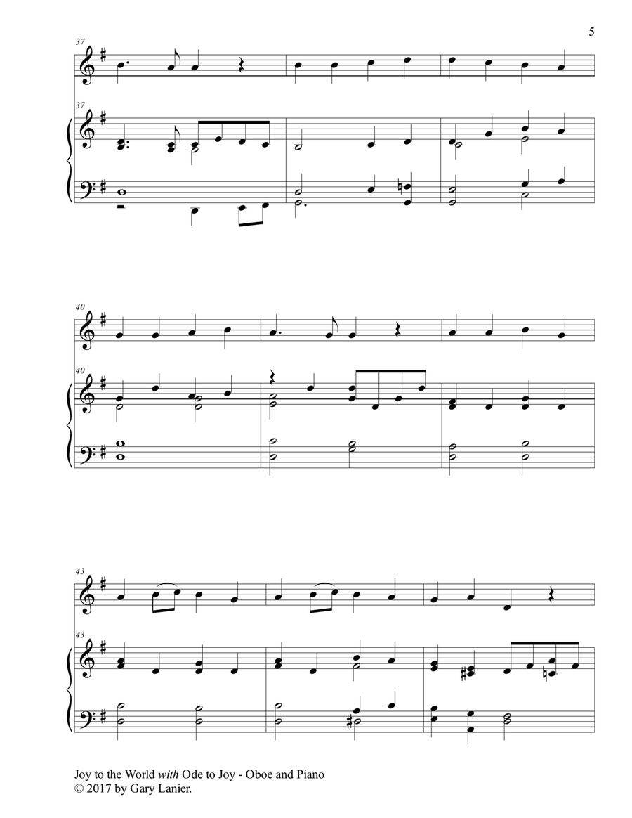 JOY TO THE WORLD with ODE TO JOY (Oboe with Piano & Score/Part) Piano scores gallery preview page 6