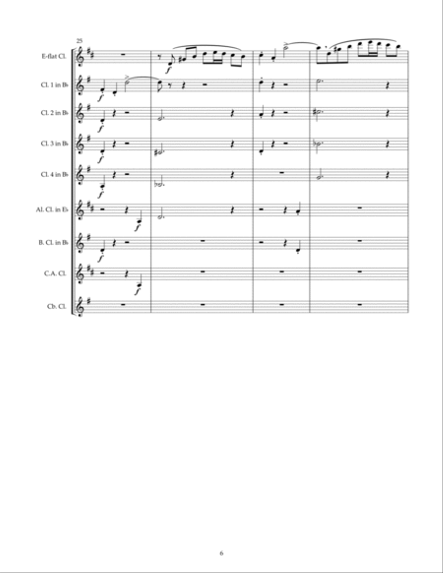 Sommarsang (Summer Song) for Clarinet Choir (Score) Clarinet Choir scores gallery preview page 6