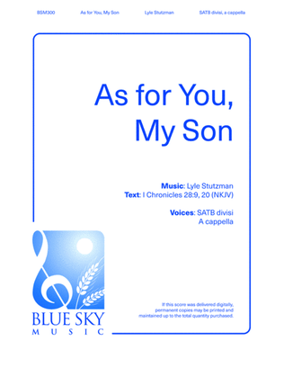 Book cover for As for You, My Son