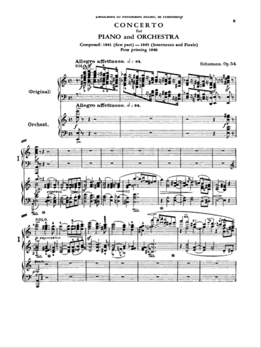 Schumann: Piano Concerto in A Minor, Op. 54 Piano scores gallery preview page 1
