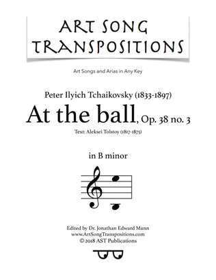 Book cover for TCHAIKOVSKY: Средь шумного бала, Op. 38 no. 3 (transposed to B minor, "At the ball")