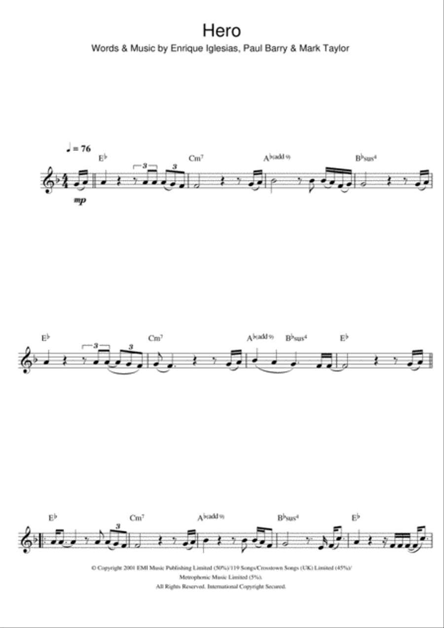 Hero Hero Clarinet Solo scores gallery preview page 1