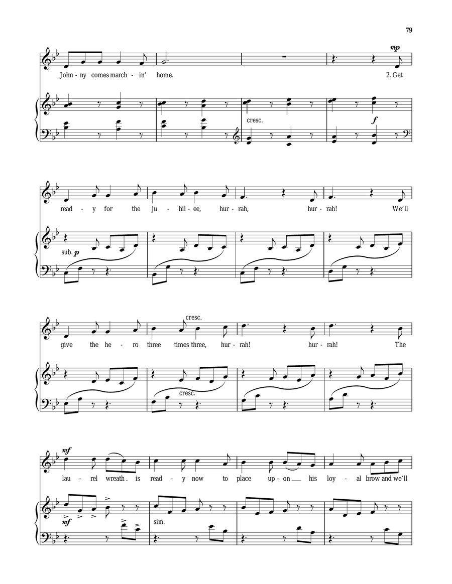 When Johnny Comes Marching Home Piano, Vocal scores gallery preview page 2