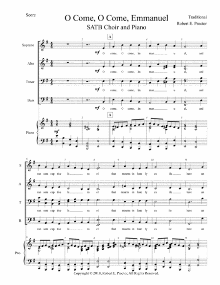 O Come O Come Immanuel -SATB with piano accompaniment image number null