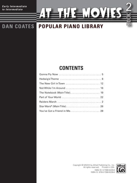 Dan Coates Popular Piano Library -- At the Movies, Book 2