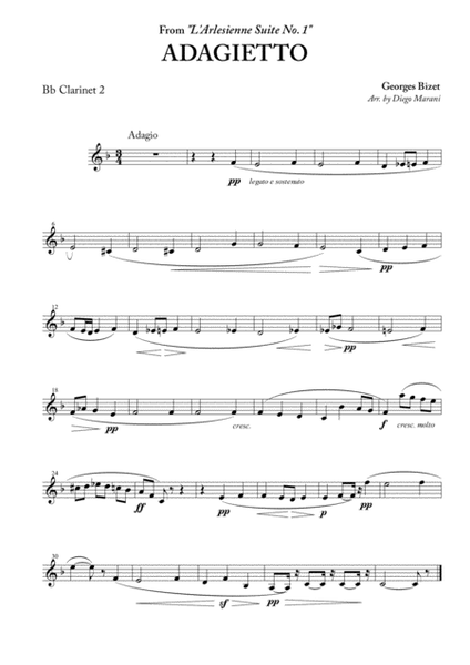 Adagietto from "L'Arlesienne Suite No. 1" for Clarinet Quartet image number null
