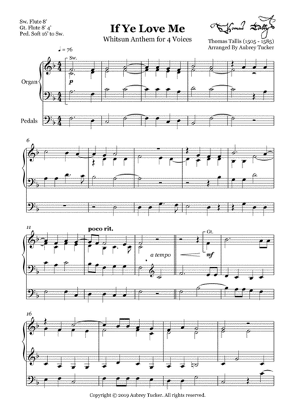 Organ: If Ye Love Me (Whitsun Anthem for 4 Voices) - Thomas Tallis image number null