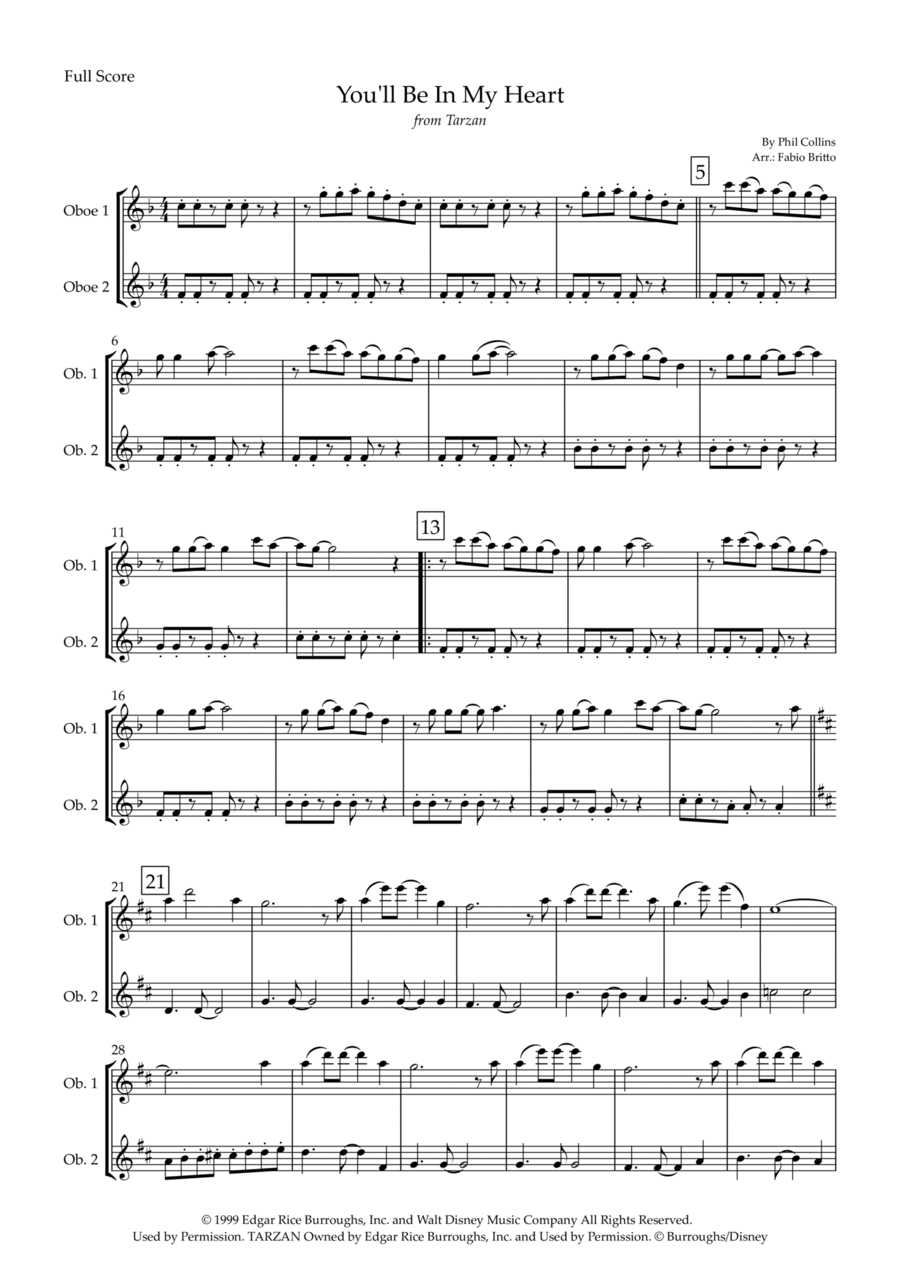 You'll Be In My Heart Woodwind Duet scores gallery preview page 1