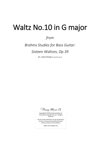 Brahms Waltz No.10 in G Major for Bass Guitar