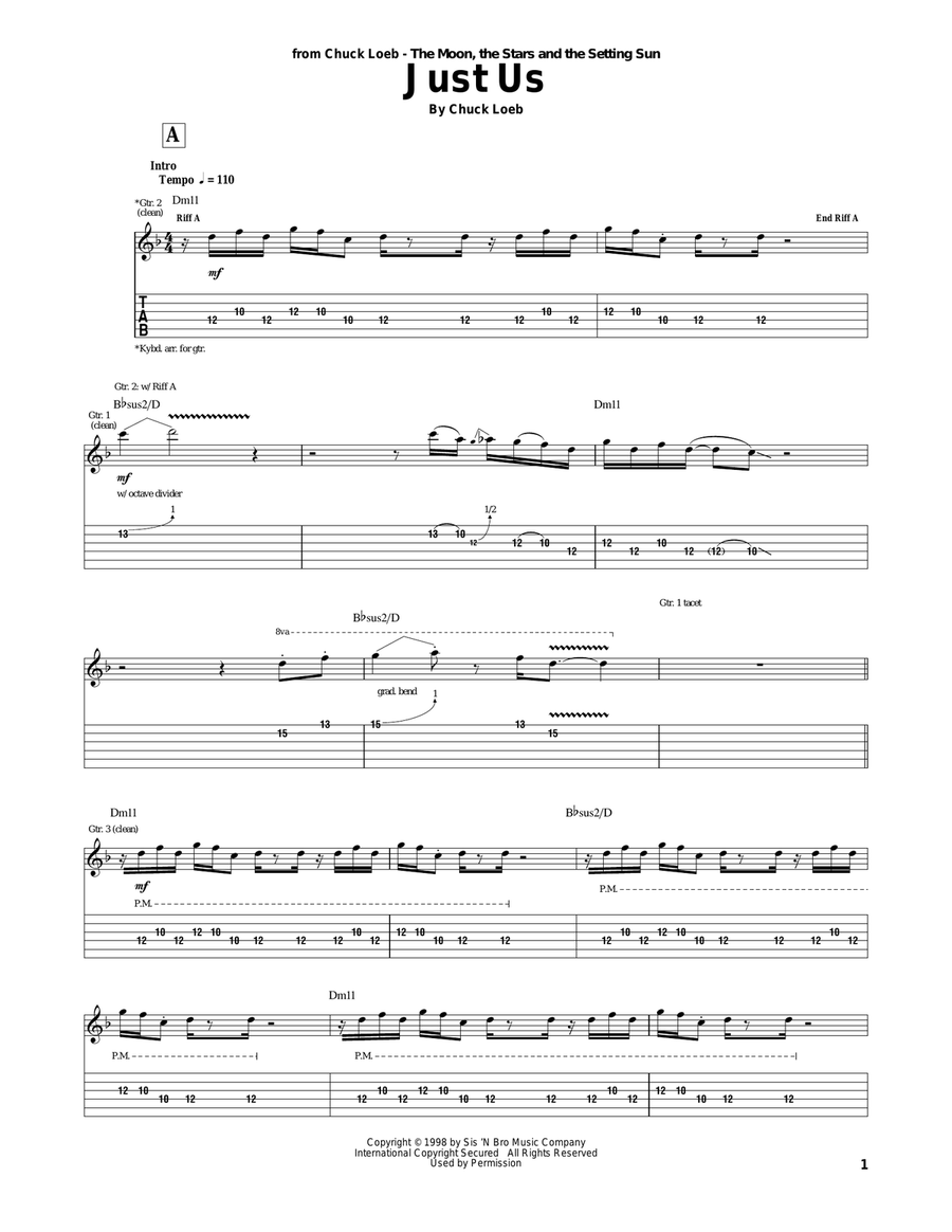 Just Us Electric Guitar scores gallery preview page 1