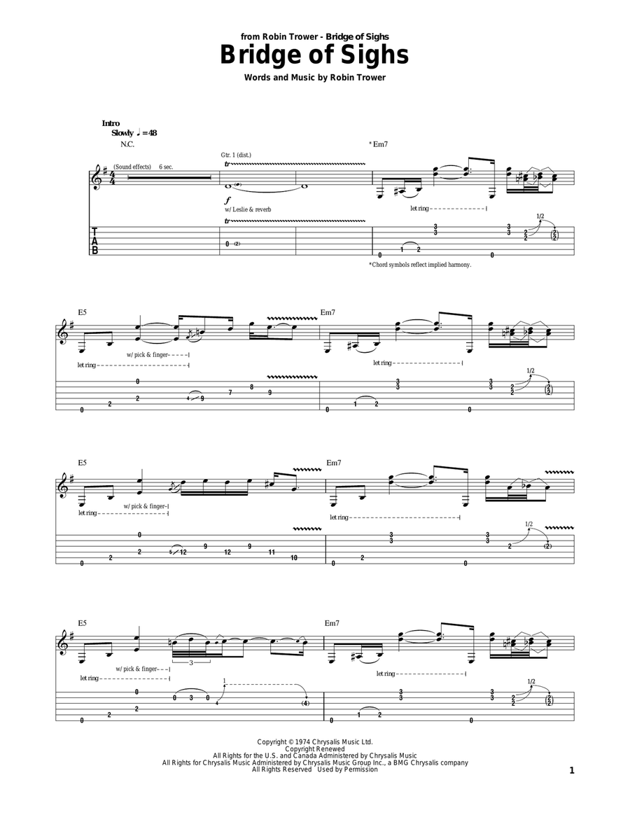 Bridge Of Sighs Electric Guitar scores gallery preview page 1