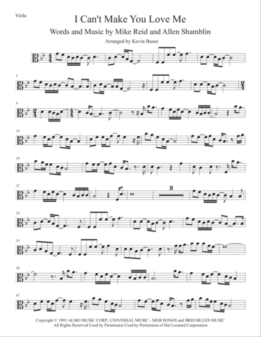 I Can't Make You Love Me Viola Solo scores gallery preview page 1