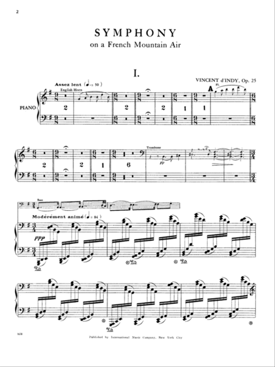 Symphony On A French Mountain Air, Opus 25 For Orchestra & Piano. Piano Solo Part