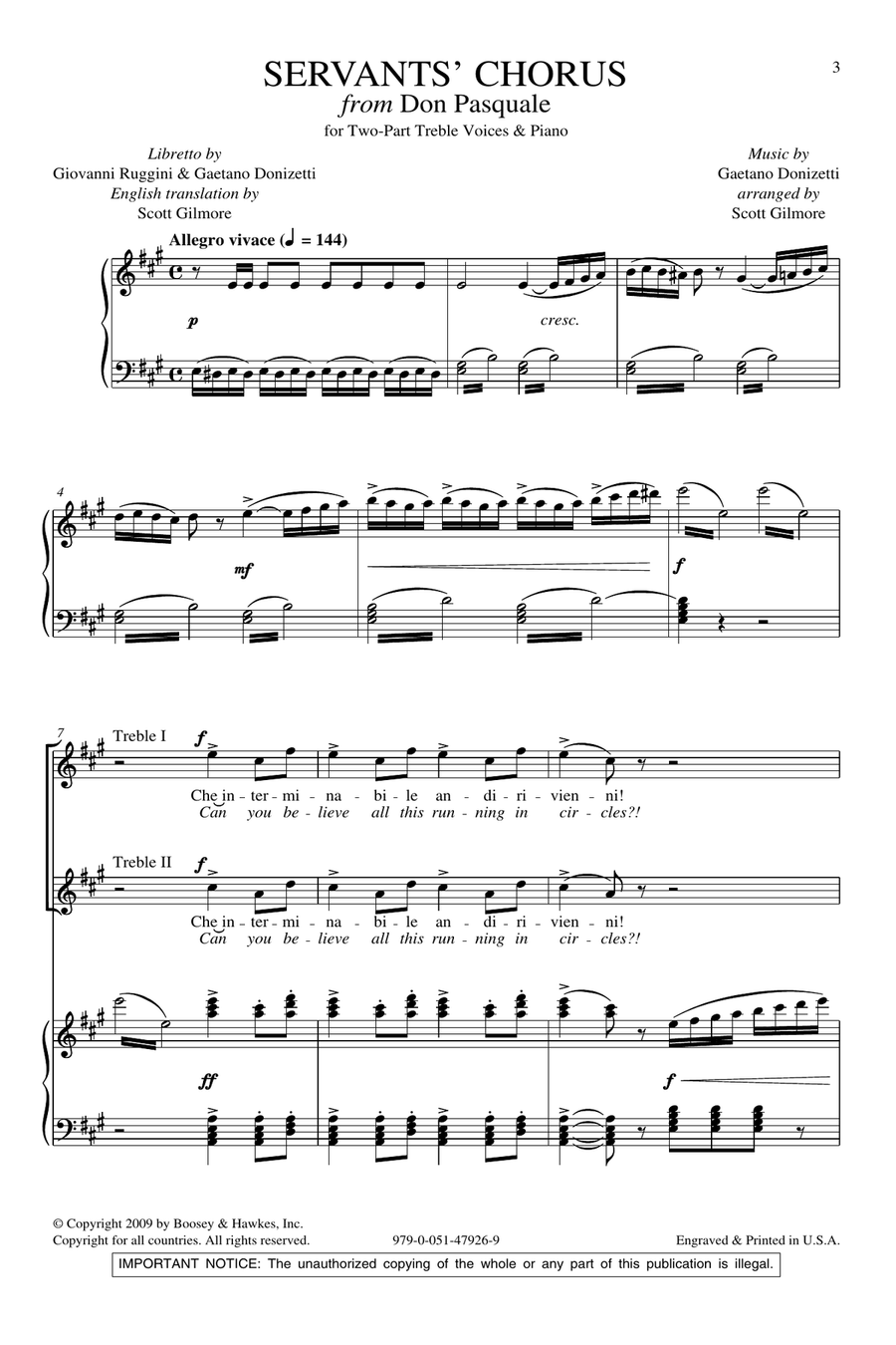 Servants' Chorus Servants' Chorus 2-Part scores gallery preview page 1