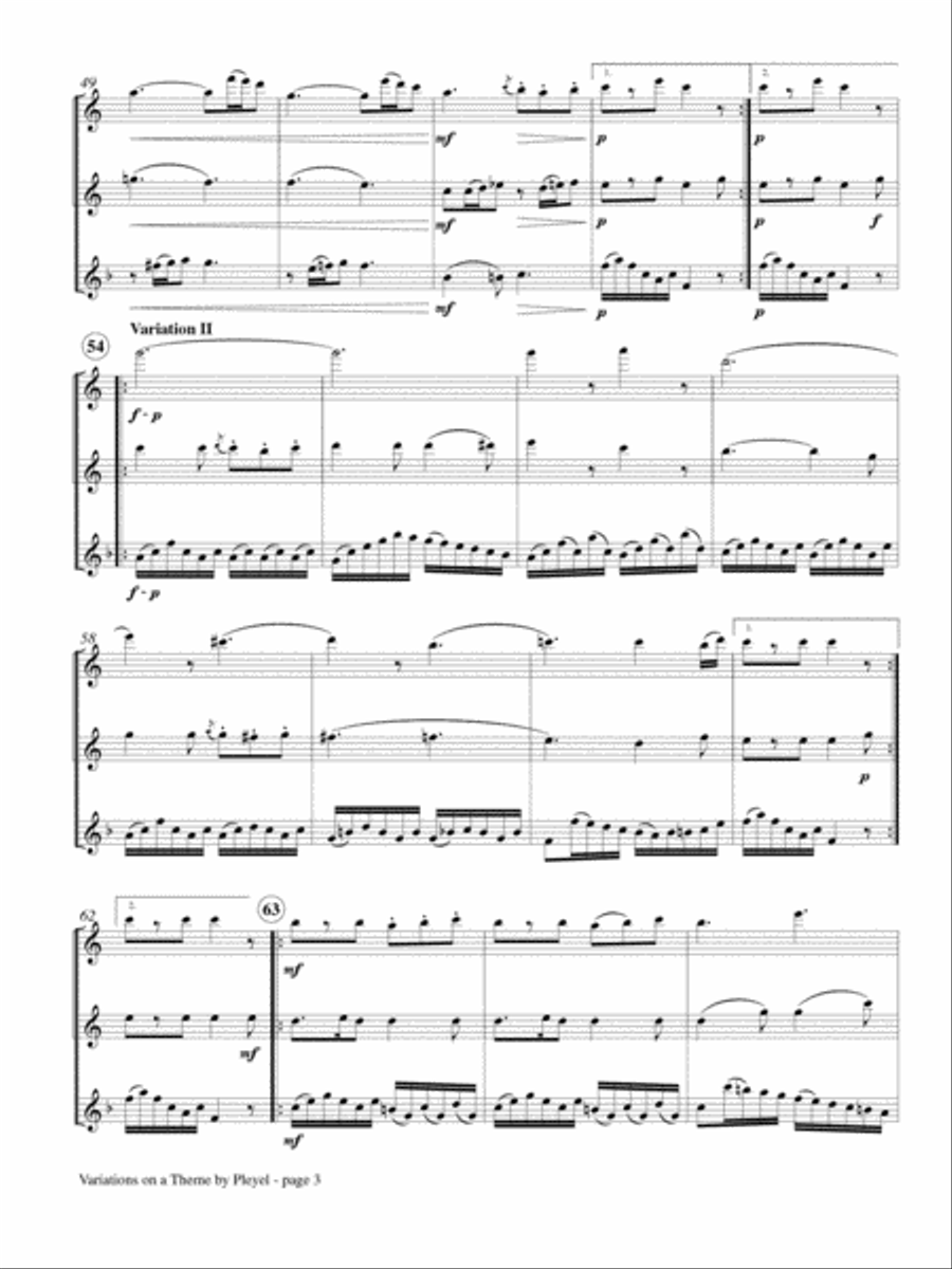 Variations on Theme by Pleyel for Flute Trio Flute Trio scores gallery preview page 4