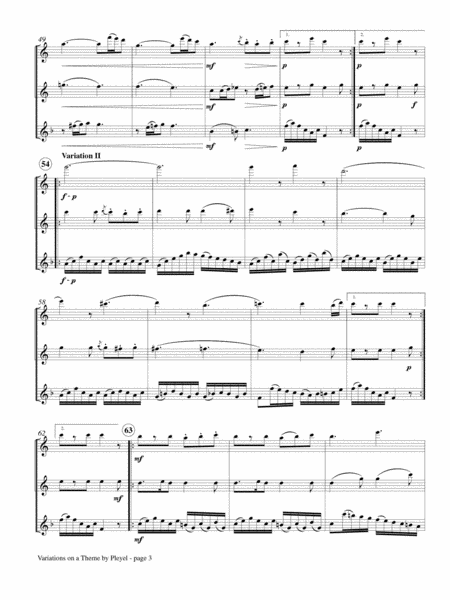 Variations on Theme by Pleyel for Flute Trio