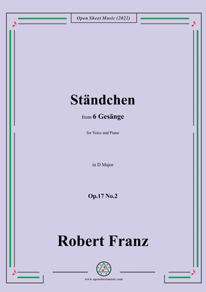 Book cover for Franz-Standchen,in D Major,Op.17 No.2,from 6 Gesange