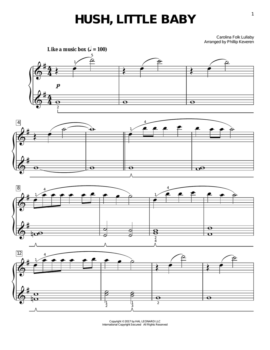 Hush, Little Baby [Classical version] (arr. Phillip Keveren)