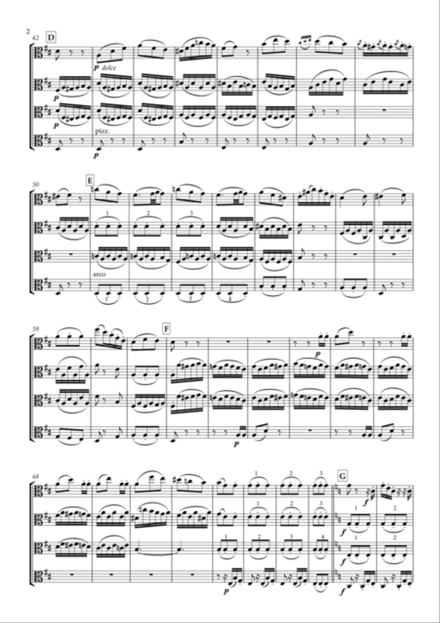 Adagio from String Symphony No.8 in D major, MWV N8 for Four Violas Viola Solo scores gallery preview page 2
