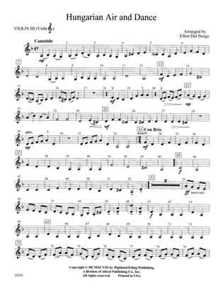 Hungarian Air and Dance: 3rd Violin (Viola [TC])
