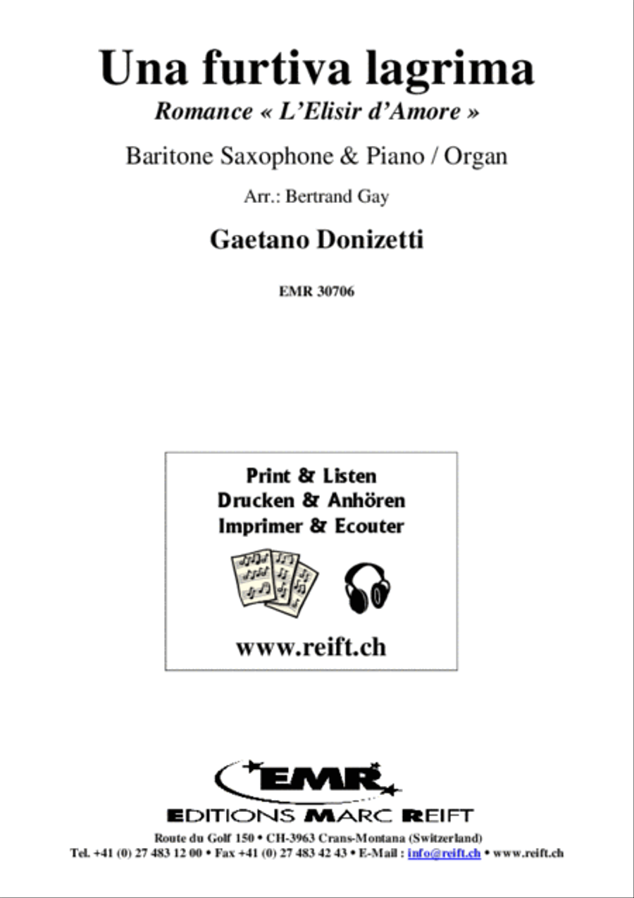Una furtiva lagrima Baritone Saxophone scores gallery preview page 2