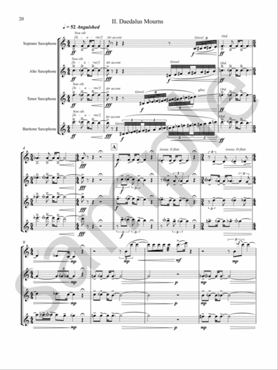 Flight of Icarus Saxophone Quartet scores gallery preview page 9