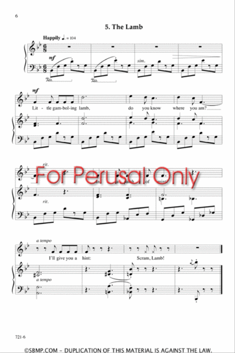 Animal Verses of Ogden Nash - Unison Octavo Unison Choir scores gallery preview page 6