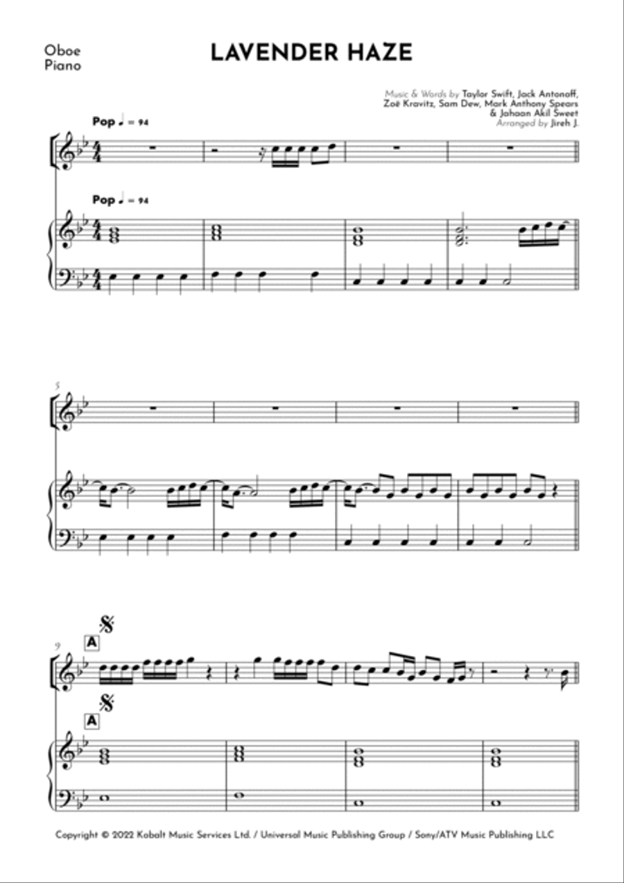 Lavender Haze Piano scores gallery preview page 2
