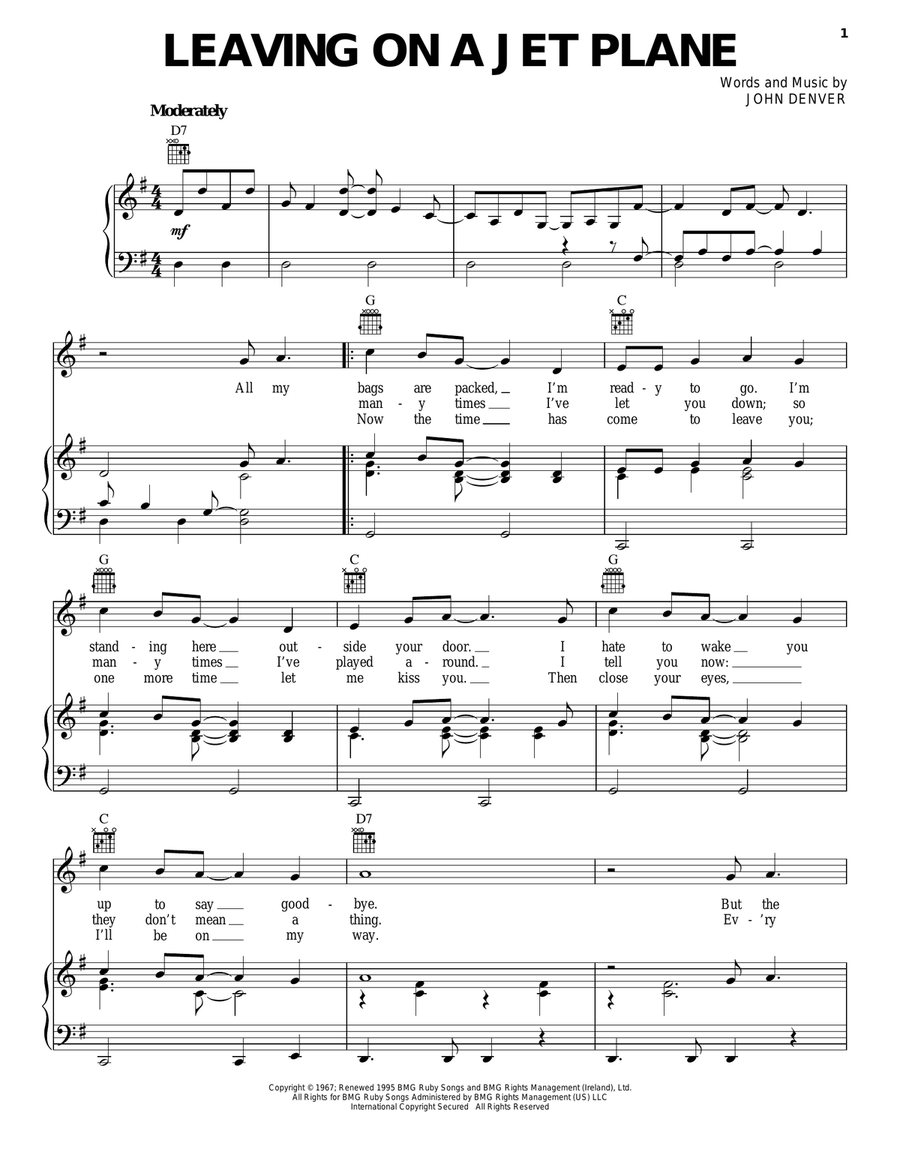 Leaving On A Jet Plane Acoustic Guitar scores gallery preview page 1