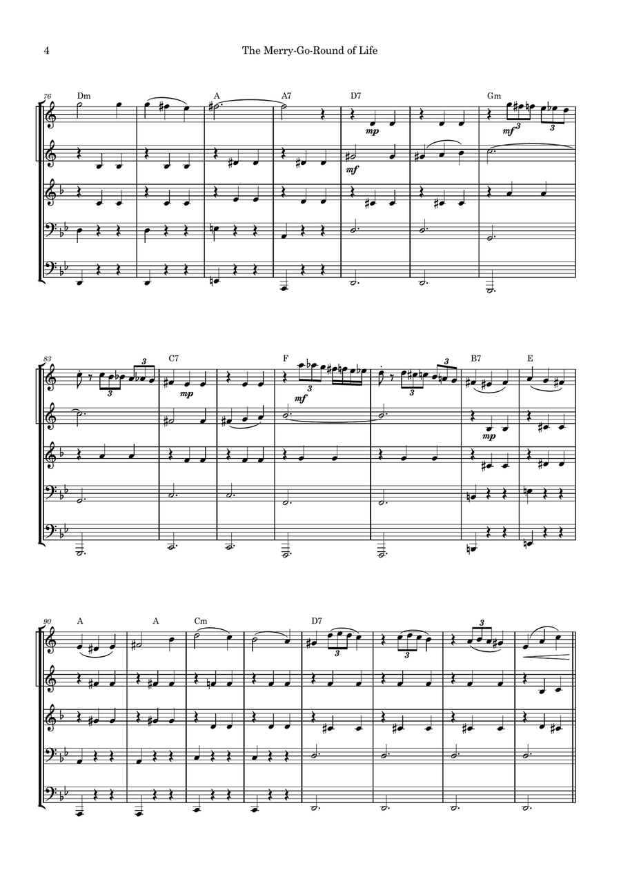 Merry-go-round Of Life Brass Quintet scores gallery preview page 4