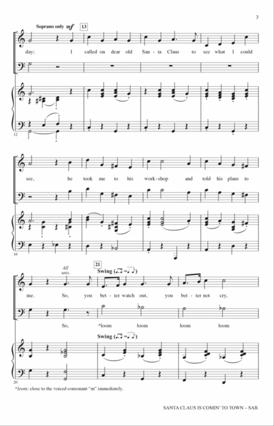 Santa Claus Is Comin' To Town (arr. John Leavitt) 3-Part scores gallery preview page 2